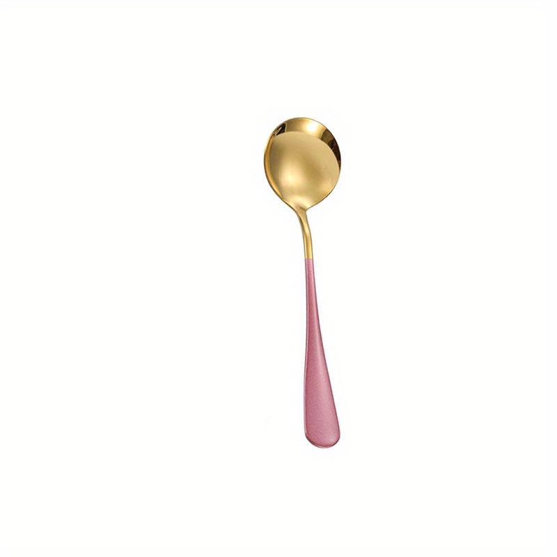 1pc Gold Stainless Steel Long Soup Spoon Cooking Utensils Pink