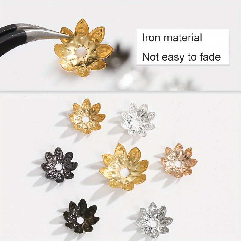 Metal Flower Beads Loose Spacer Bead Cone End Beads - Temu