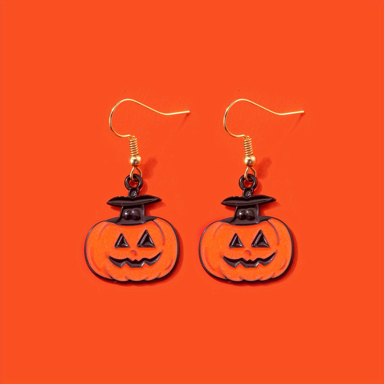 Halloween Horror Pumpkin Design Enamel Dangle Earrings Retro Goth Style 