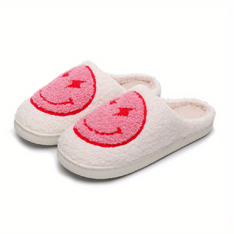 Women's Lightning Smile Face Slippers Warm Slip Plush Lined - Temu Canada