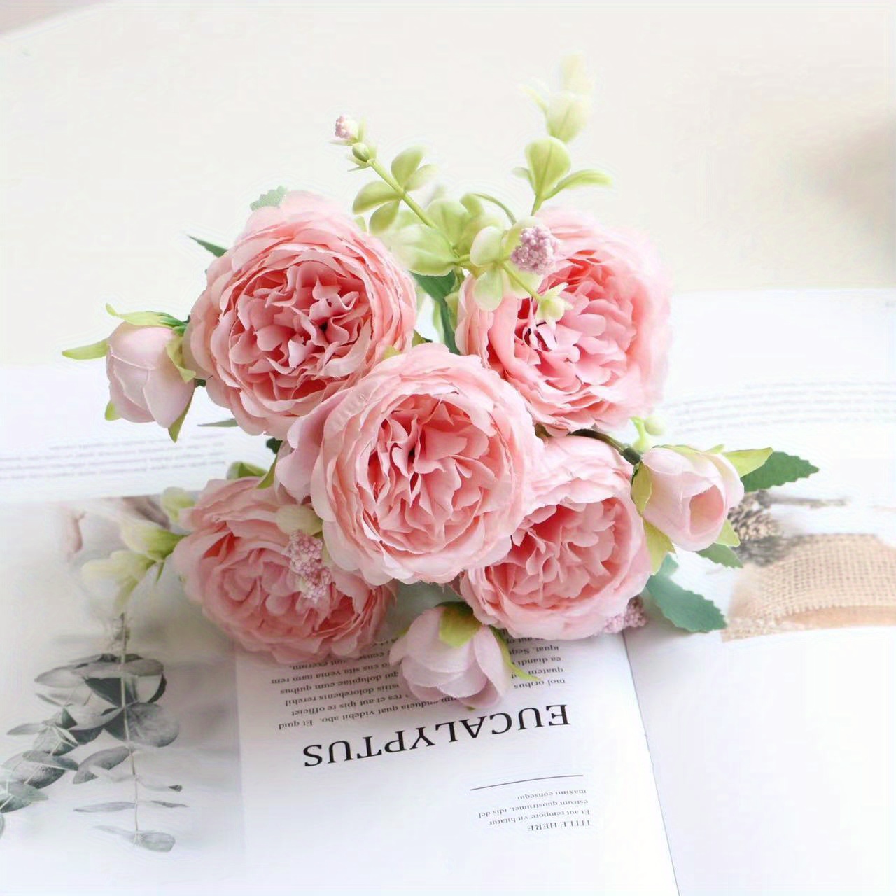 Artificial Flower Fake Peony Silk Flowers Rose Bouquet - Temu