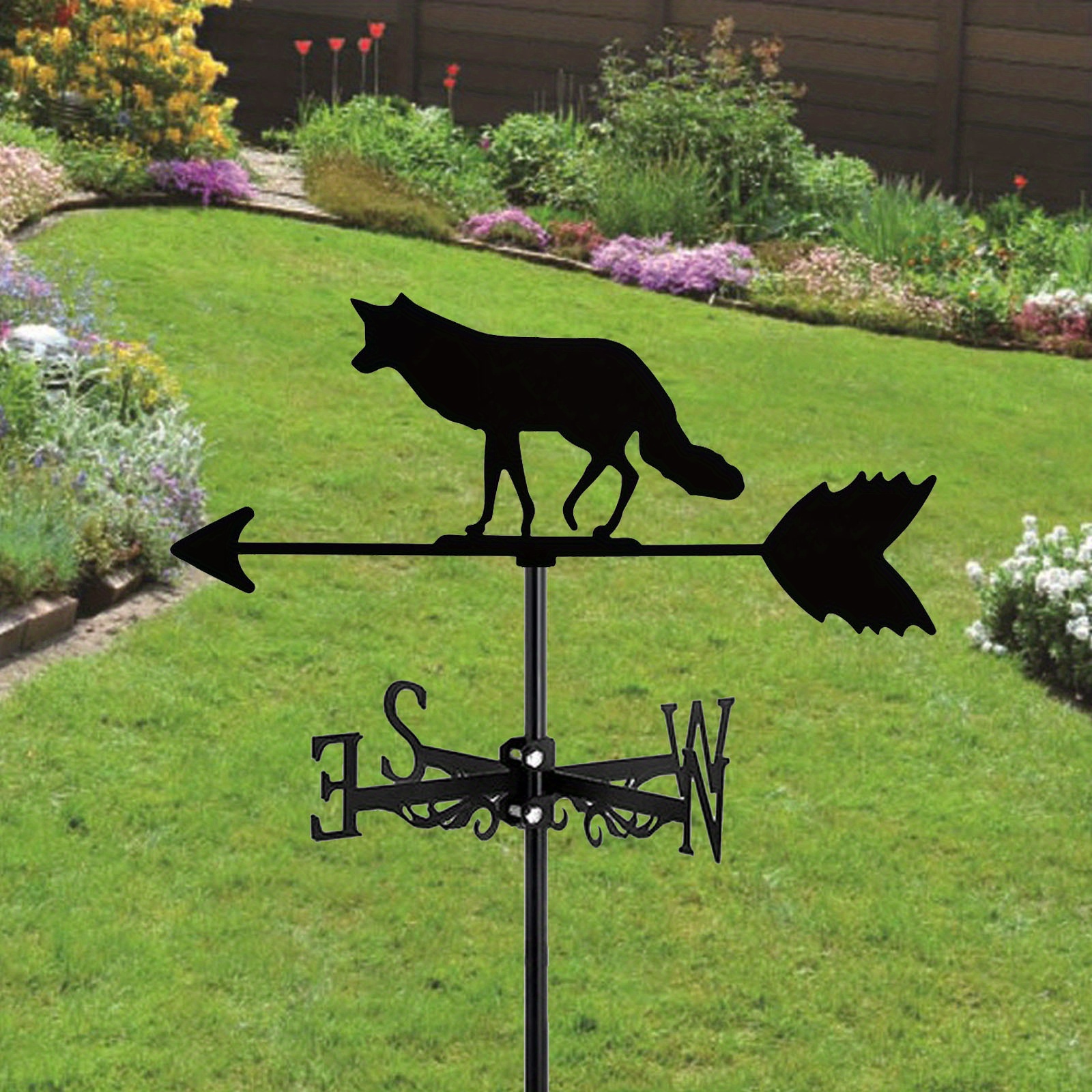 1pc Wolf Metal Weathervane Art Weather Vane With Roof Mount Roof Garden