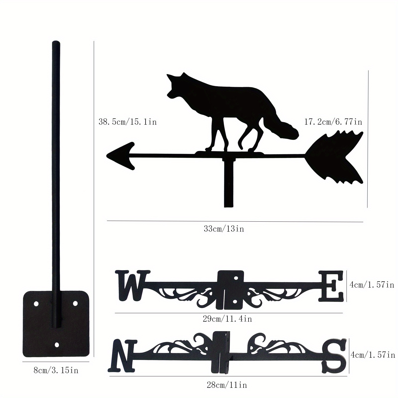 1pc Wolf Metal Weathervane Art Weather Vane With Roof Mount Roof Garden
