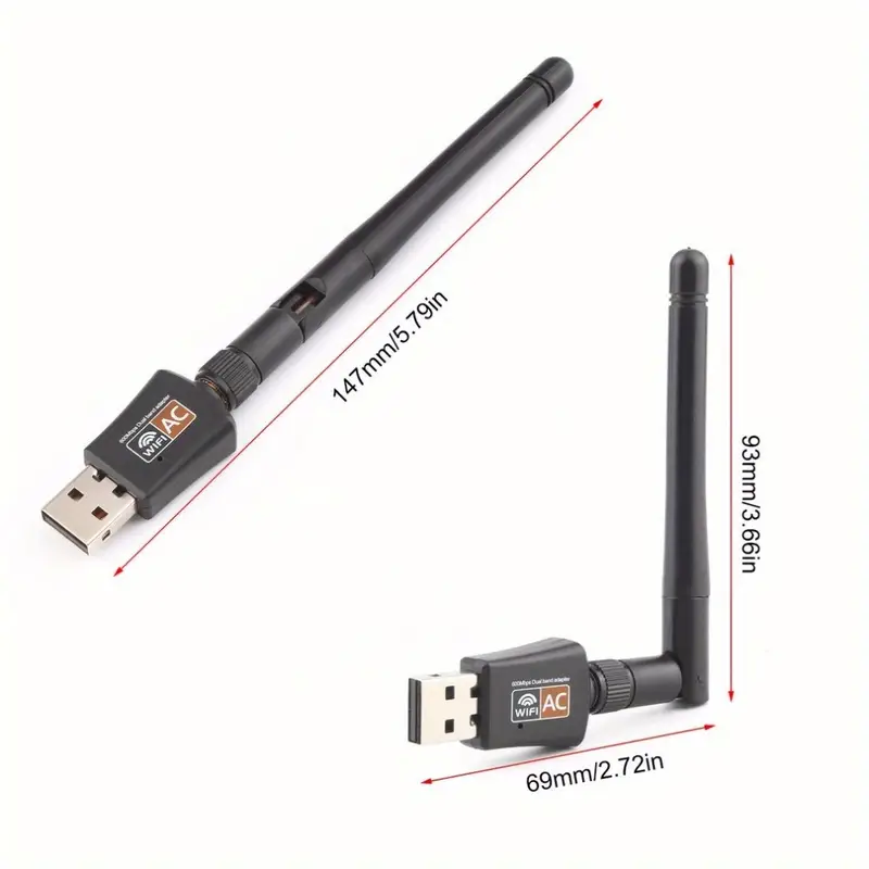 ac600m dual band usb wireless card 2 4 5g receiver and transmitter computer wireless network adapter 5db details 1