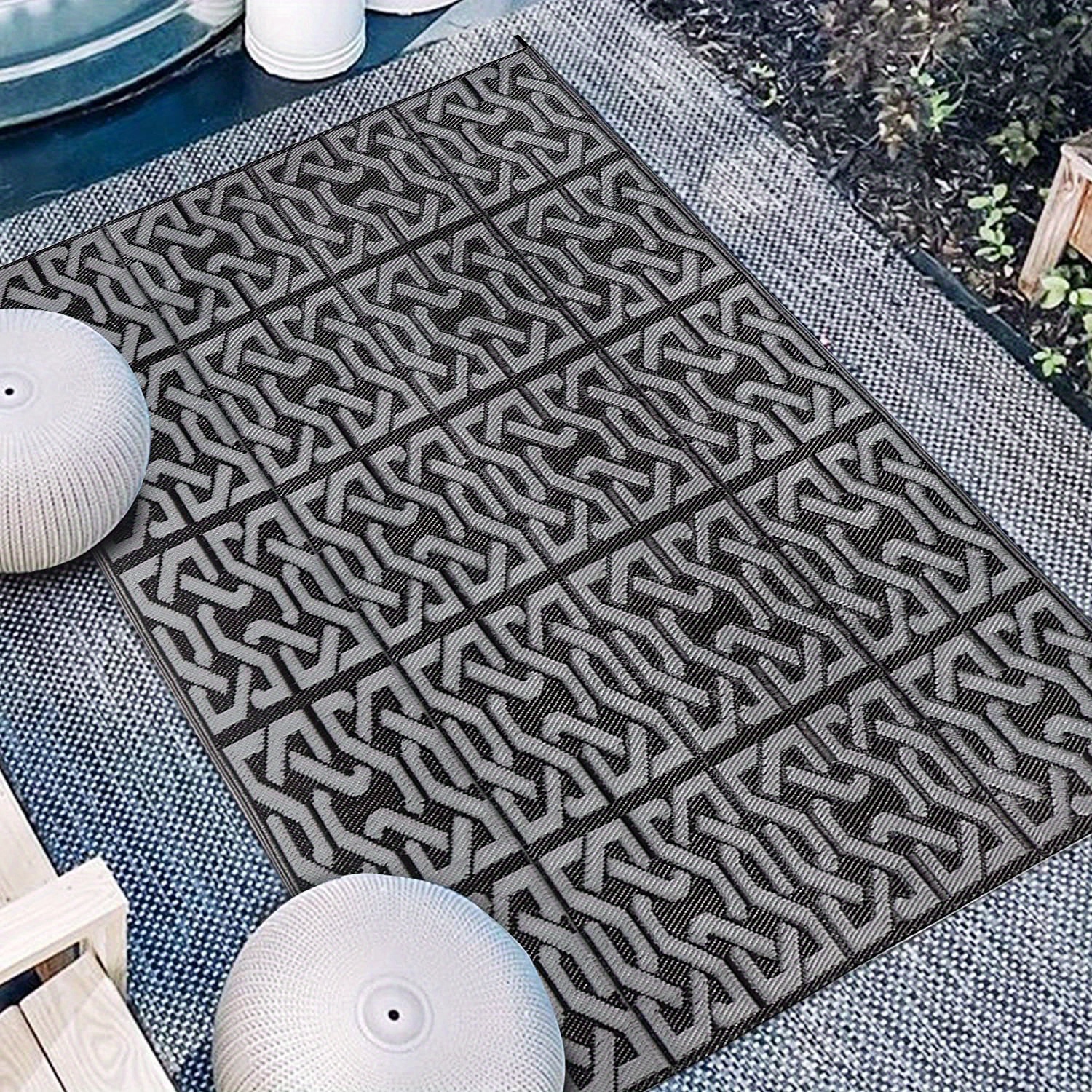 Begonia.K Outdoor Reversible Rugs for Patio, RV Camping Waterproof Mat,  Plastic Straw Rug, Outside Indoor Portable Camper, Easy-Cleaning, with  Carry Bag 