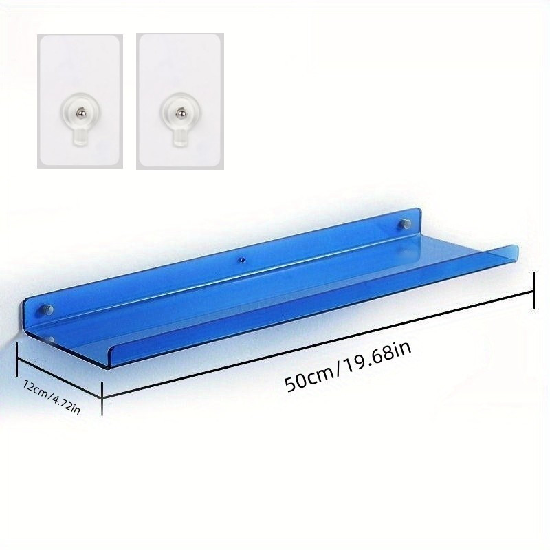 1pc Rack With 3 Adhesive Hooks, Multifunctional Acrylic Wall Storage Shelf  Without Drilling