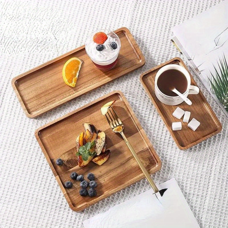 Acacia Wood Breakfast Tray Simple Design Solid Wood Square Temu