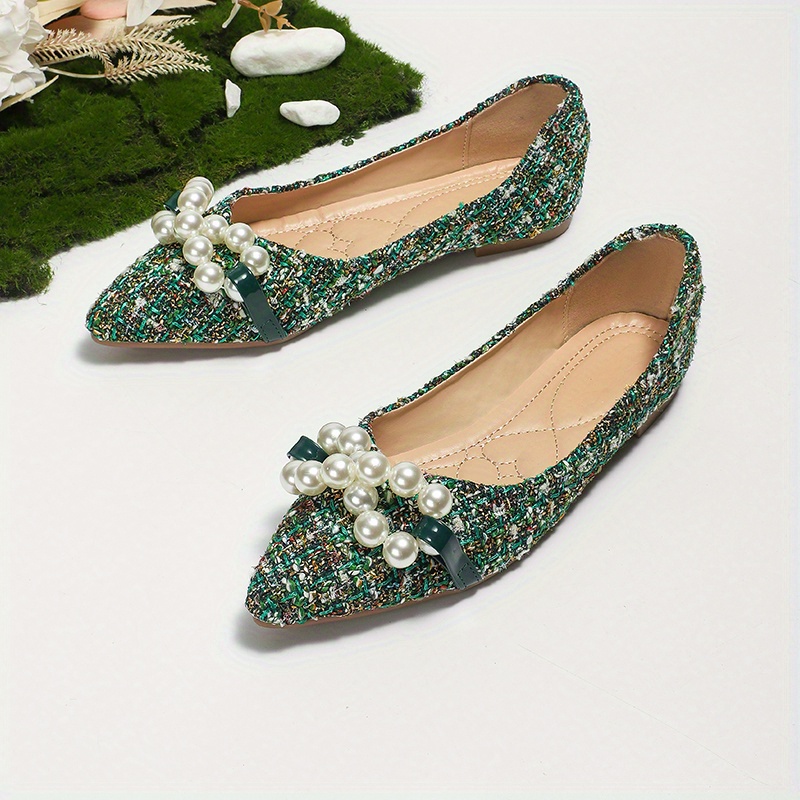 Pearl embellished flat on sale shoes