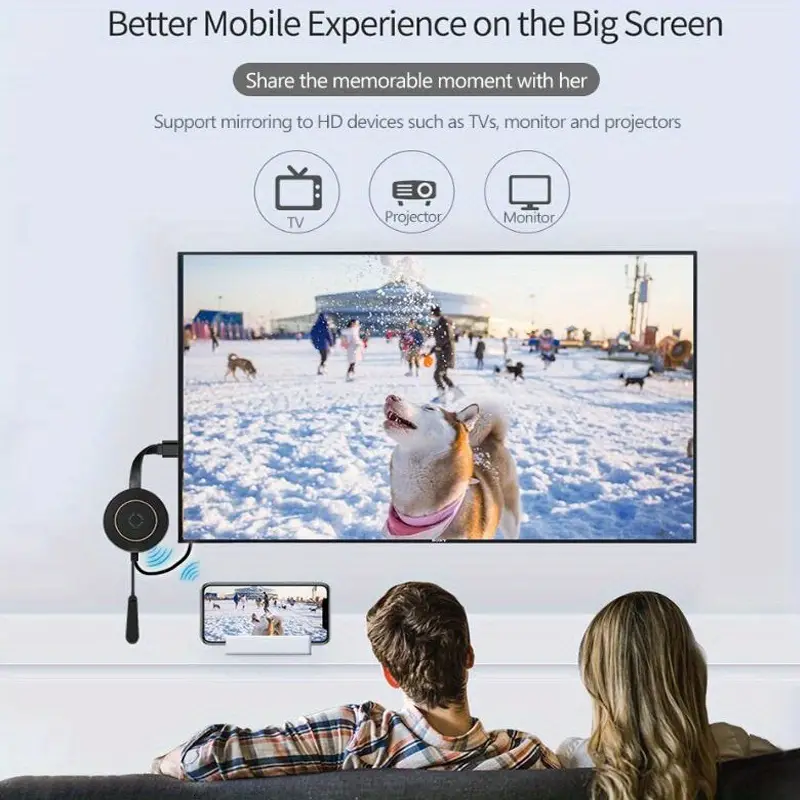 The New Dual band No delay Wireless HDMI Projector 5G Phone Comes With TV 4k Ultra high definition Picture Quality And Screen And The Phone Is Connected To The TV Projector HD Dual core Wireless Screen details 0