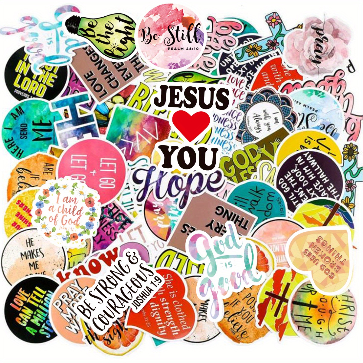 50pcs Jesus Christians Believe In Famous Sayings Word Stickers For Laptop  Water Bottle Suitcase Scrapbook Stickers Children TOY - AliExpress