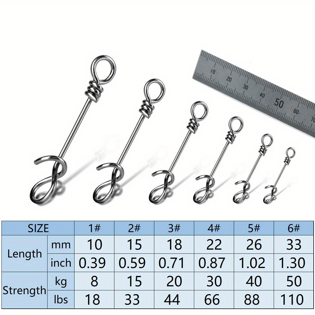 9km fishing snap 50pcs fishing lures clips link snap connector drop rigs quick change saltwater fishing clips tackle stainless Product details 2