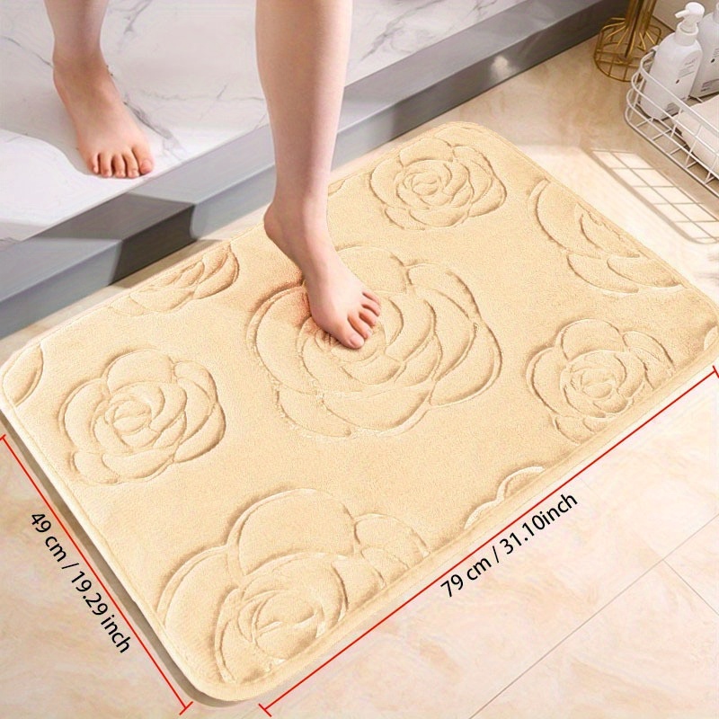 1pc 50*80cm Flower Printed Bathroom Rug, Non-Slip Padded Bath Mat For  Shower, Comfortable Mat With Bathroom Supplies