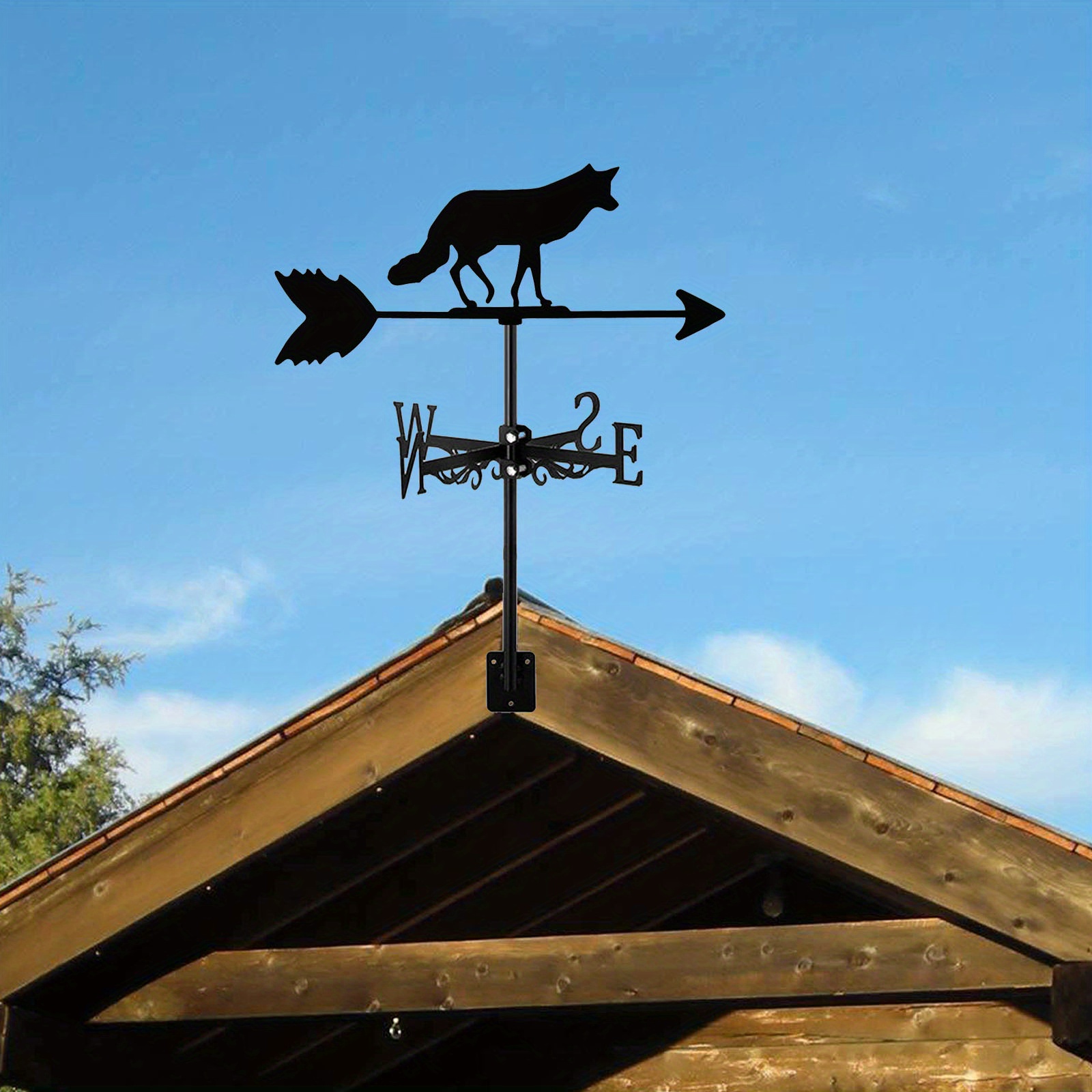 1pc Wolf Metal Weathervane Art Weather Vane With Roof Mount Roof Garden