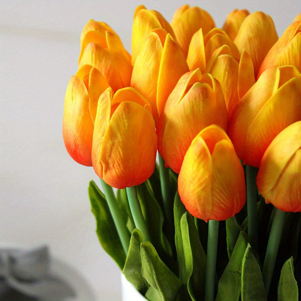 10 Pcs Real Touch Tulip Flower Bouquets Pu Holland Mini Tulip Flowers