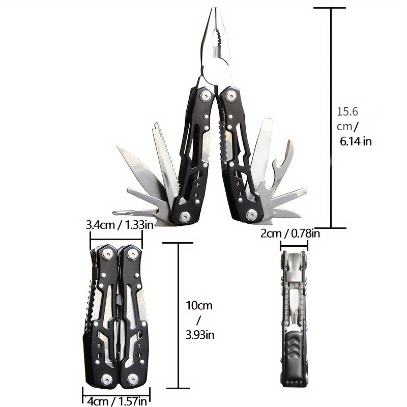 Multiherramienta de acero inoxidable duro, plegable y autoblocante,  alicates múltiples utilizados como cuchillo, abrebotellas, destornillador,  hoz, etc., regalos para hombres ShuxiuWang 1327537011002