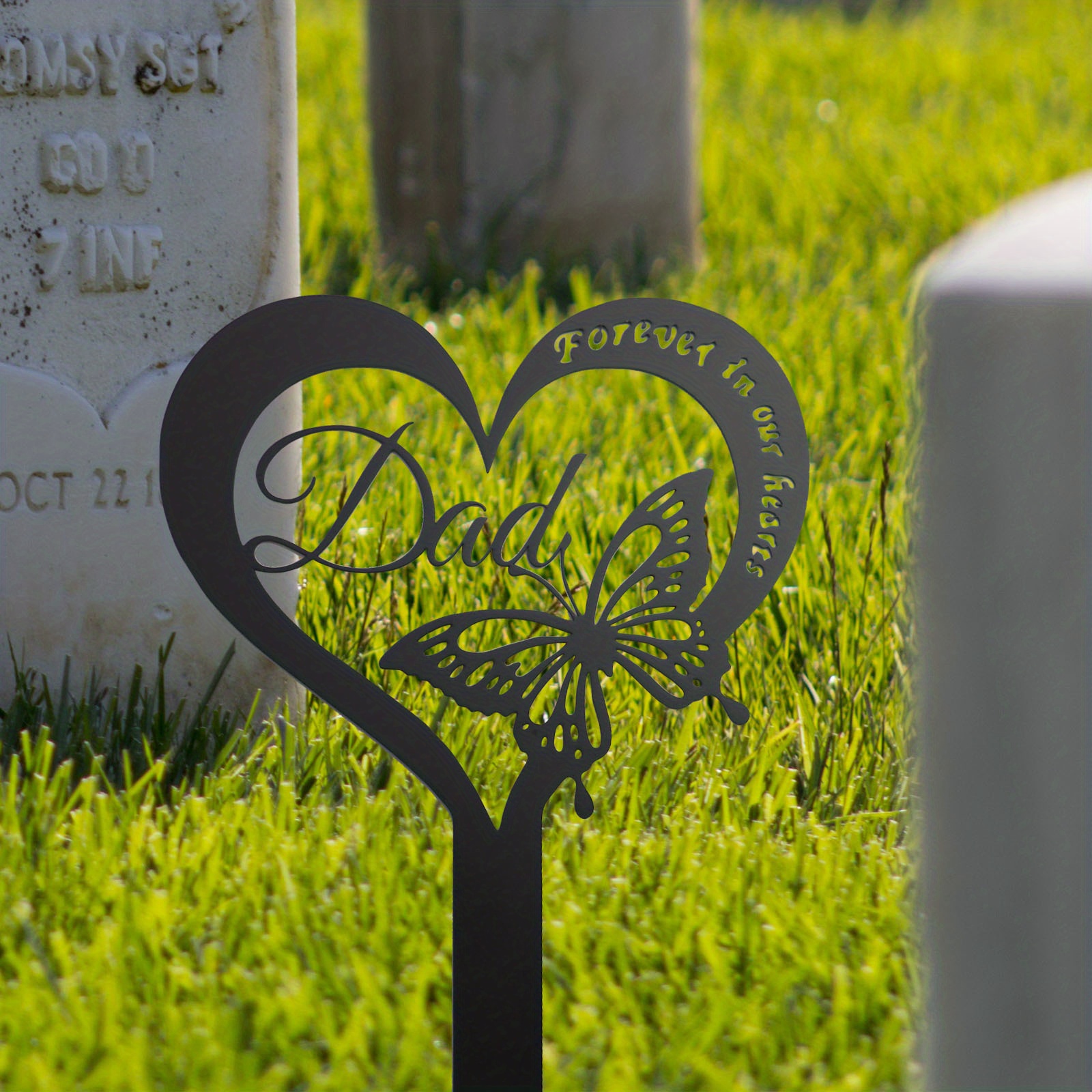 Grave Decorations For Cemetery Dad&Mum Memorial Plaques For Outdoors For Loss Of Dad & Mom Graveside Metal Stick Garden Ornaments Marker Father Mother