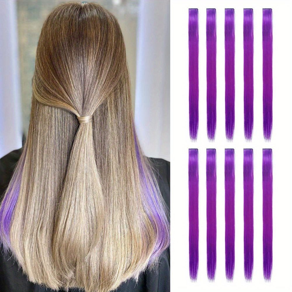 Extensiones de cabello con clip de colores para niñas - Temu