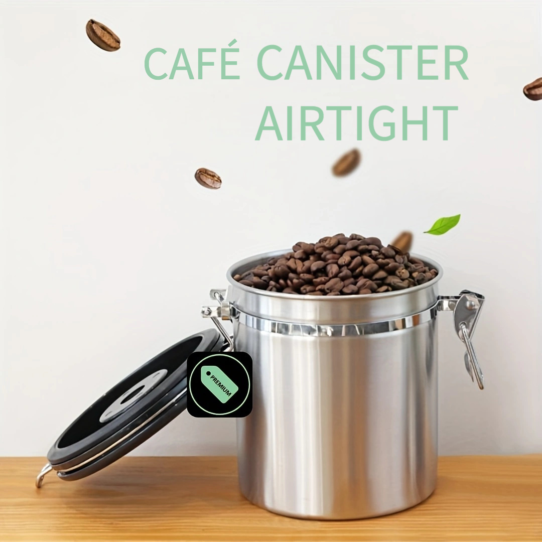 Recipiente hermético para café – Almacenamiento de café de acero inoxidable  para granos, molidos, té, azúcar, contenedores de café con rastreador de