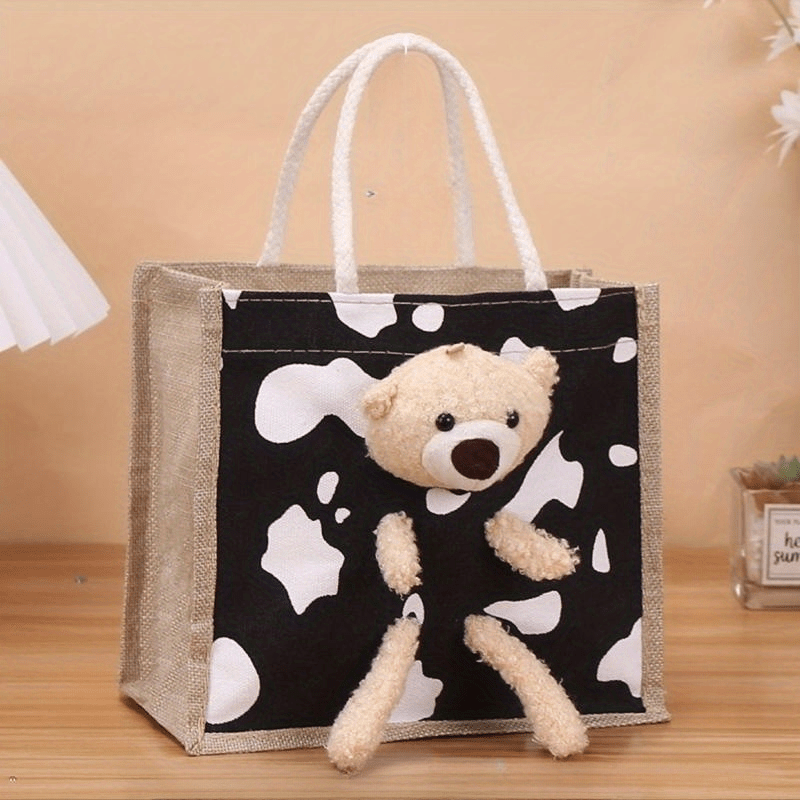 Teddy Bear Shopping Bag, Teddy Bear Canvas Bag, Canvas Shopping Bags