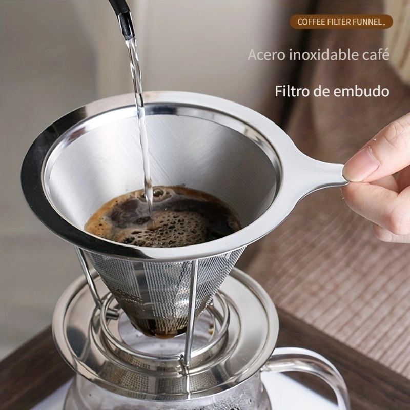 1pc Filtro Café Goteo Embudo Café Doble Capa Acero - Temu