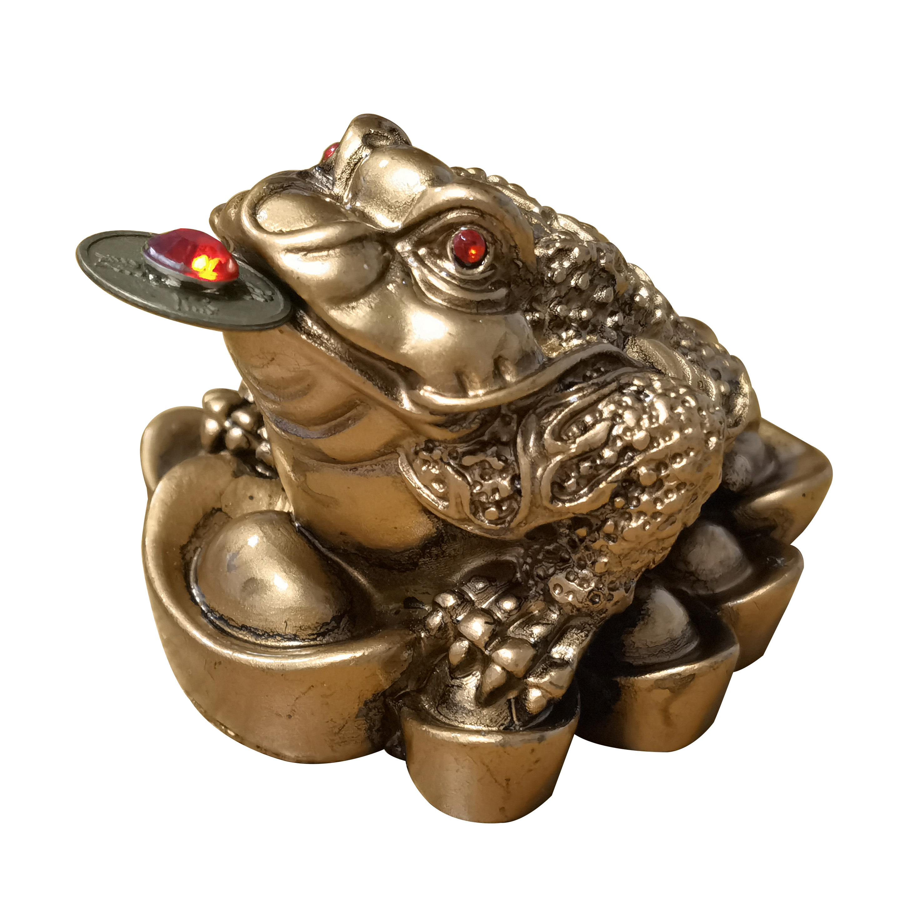 Feng Shui Money Frog Brass Statue,Vintage Three Legged Wealth Frog Figurine  Attract Fortune,Business Money Toad with Treasure Basin Ornaments Home  Decor 