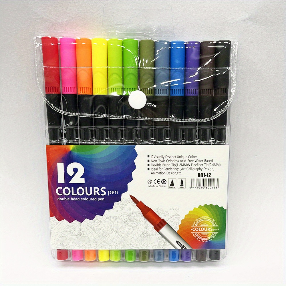 1 Set Mixed Color Dual Tips Brush And Fine Line Pens For Marking And  Outlining Stationery