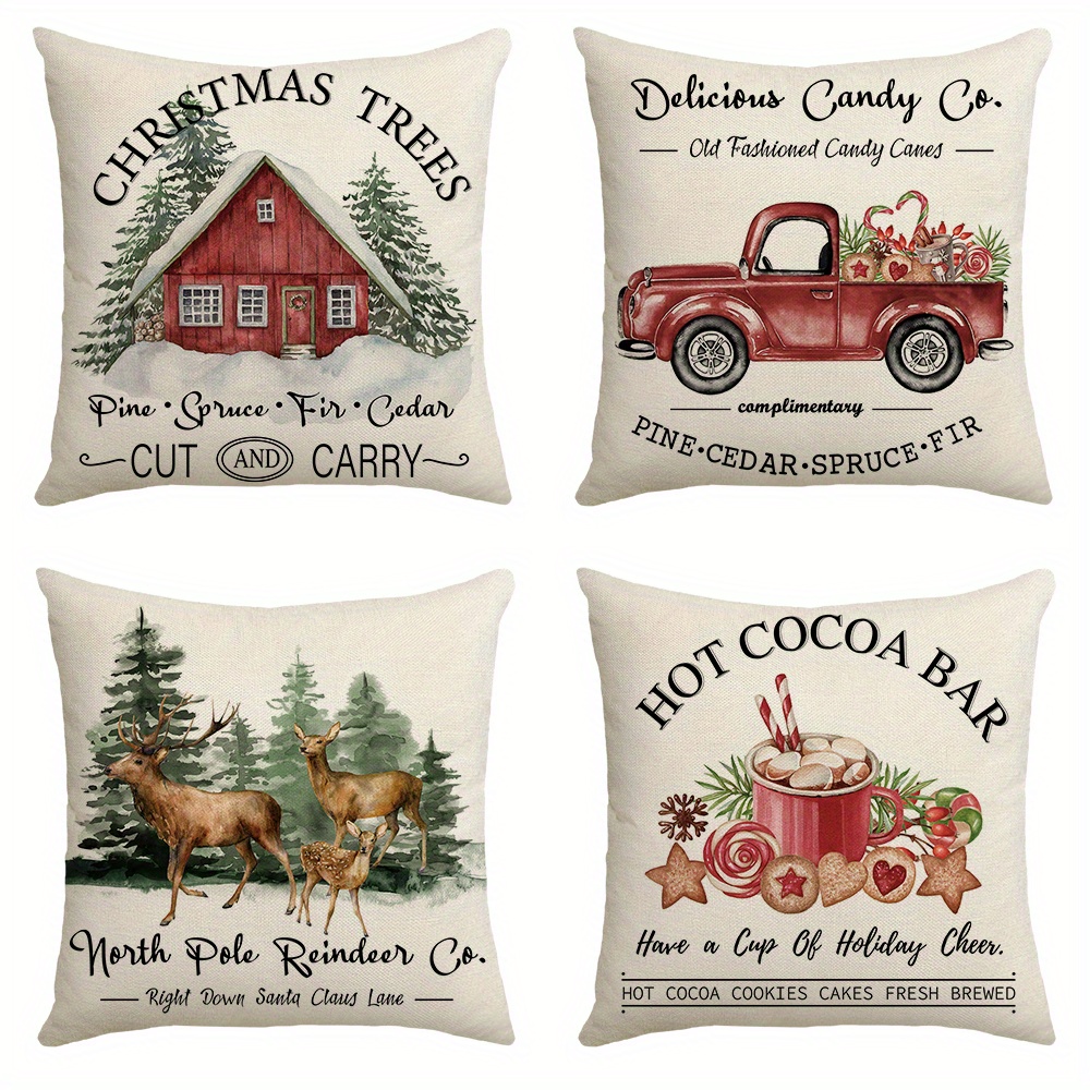 Festive Christmas Truck Pine Tree Snowflake Throw Pillow Cover - Soft Linen  Blend, Single Sided Printed, Perfect For Living Room, Bedroom, Party  Supplies, Sofa, And Home Decor - No Pillow Insert Included - Temu