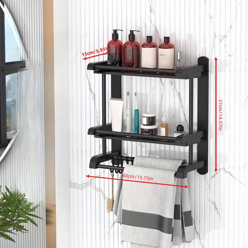 Multifunctional Storage Shelf With Towel Rod Bathroom Shower - Temu