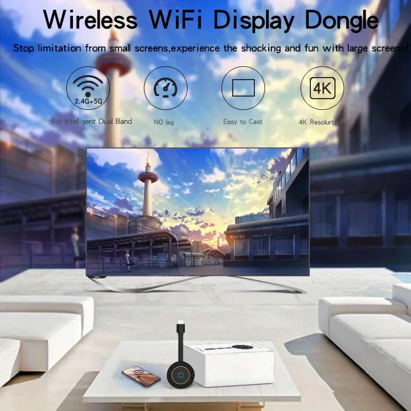 The New Dual band No delay Wireless HDMI Projector 5G Phone Comes With TV 4k Ultra high definition Picture Quality And Screen And The Phone Is Connected To The TV Projector HD Dual core Wireless Screen details 2