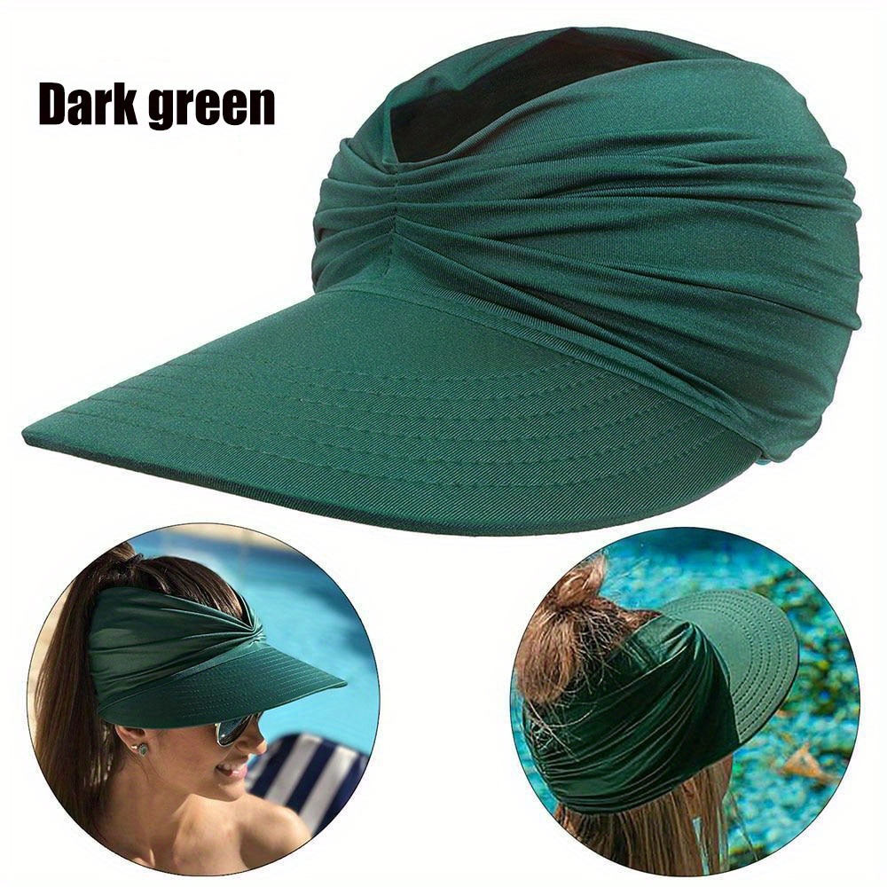 Pleated Detail Foldable Sun Hat Uv Protection Empty Top High - Temu