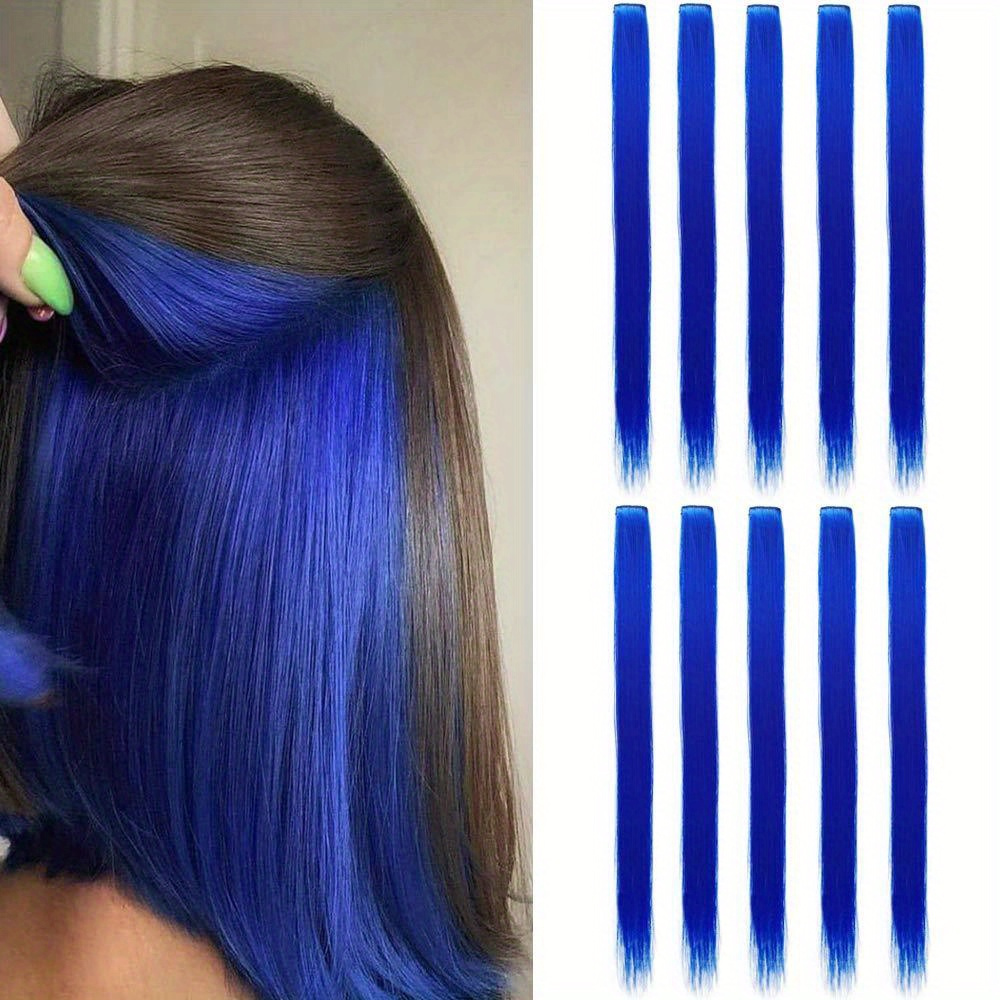 Extensiones de cabello con clip de colores para niñas - Temu