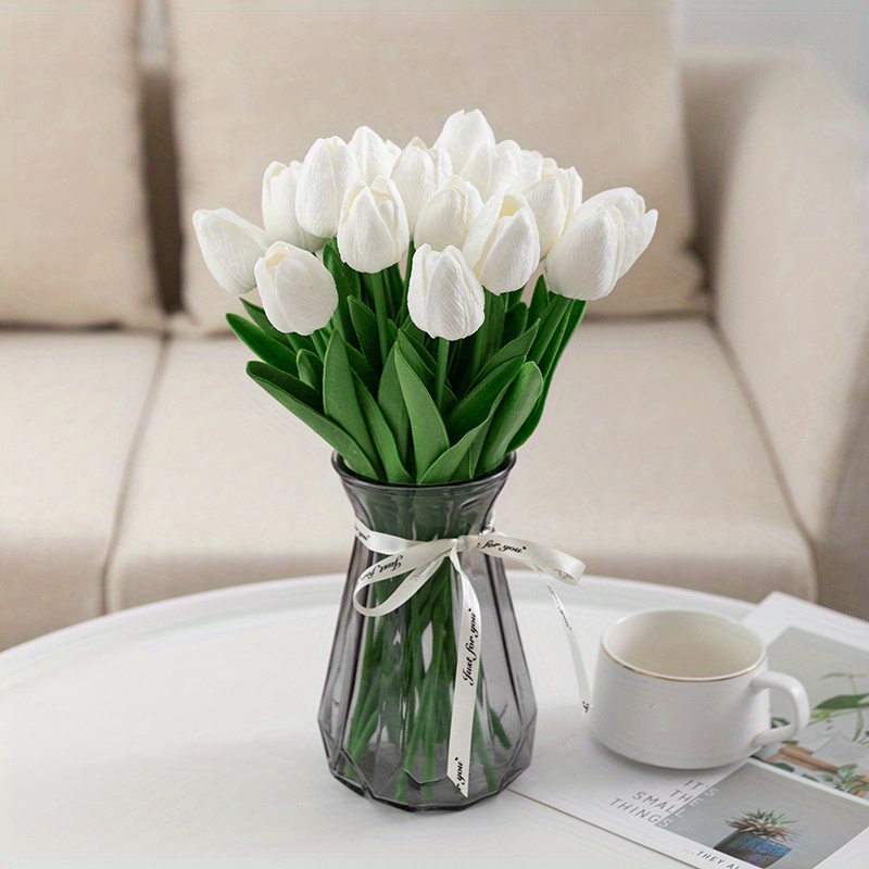 10 Pcs Real Touch Tulip Flower Bouquets Pu Holland Mini Tulip Flowers ...