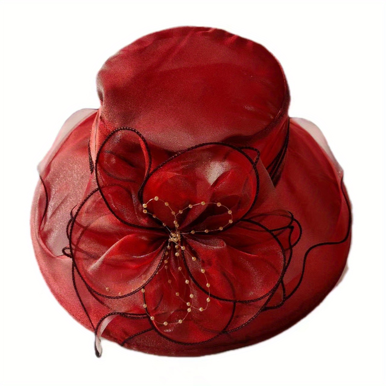 Wide Brim Organza Sun Hat Solid Derby Hat Mesh Breathable Lightweight UV Protect