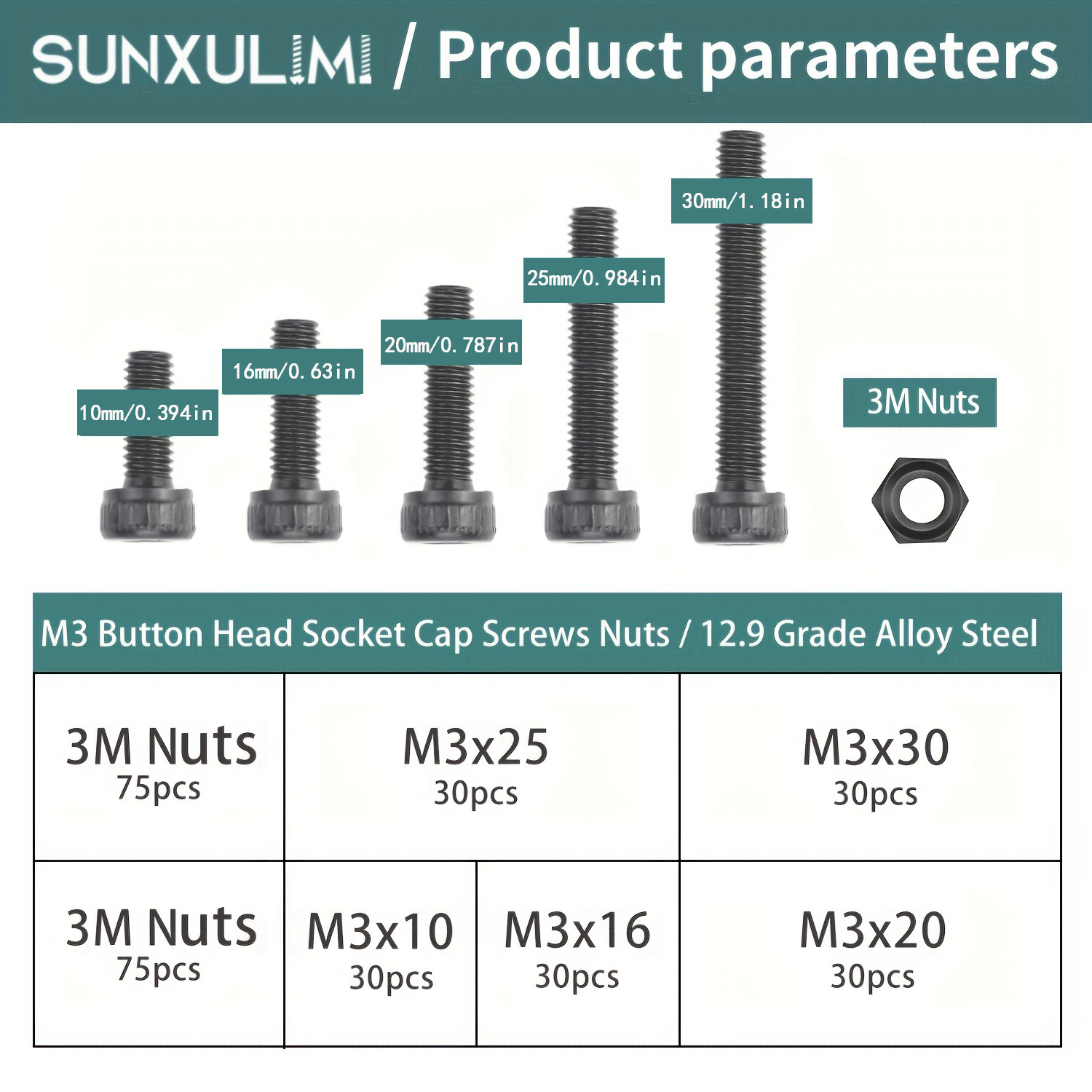 M 12.9 Grade Alloy Steel Hexagon Socket Head Bolt Nut Kit - Temu