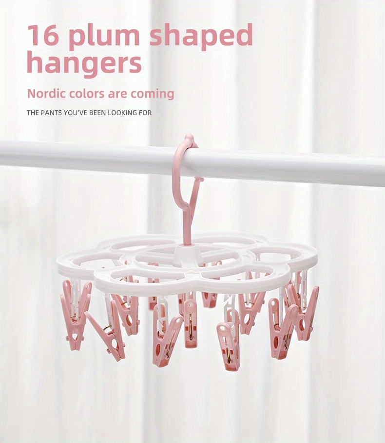 1pc   clothes hanger with 16 clothespins for socks bras and underwear     for easy drying and organization details 0