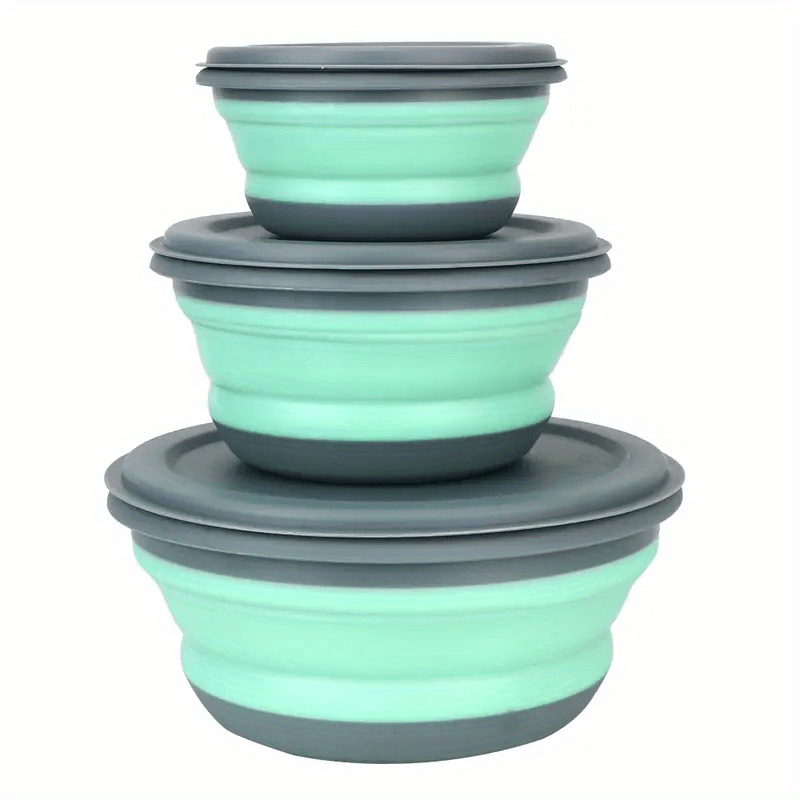 Silicone Folding Bowl With Lid Portable Tableware Outdoor - Temu