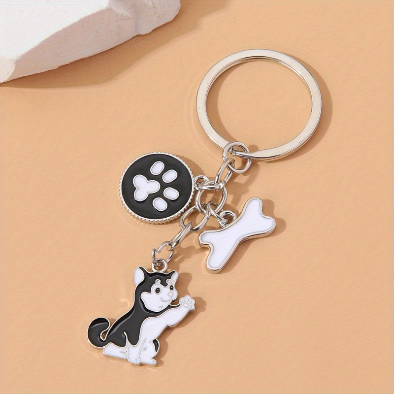 Black Dog Keychain Cute Animal Key Ring Pendant Car Key Ornament