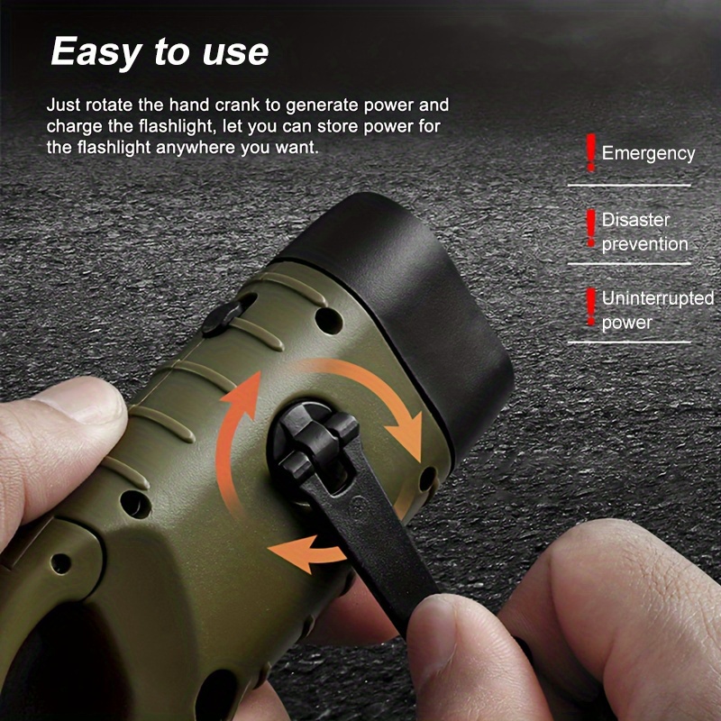 Solar-powered Hand Crank Flashlight For Outdoor Adventures