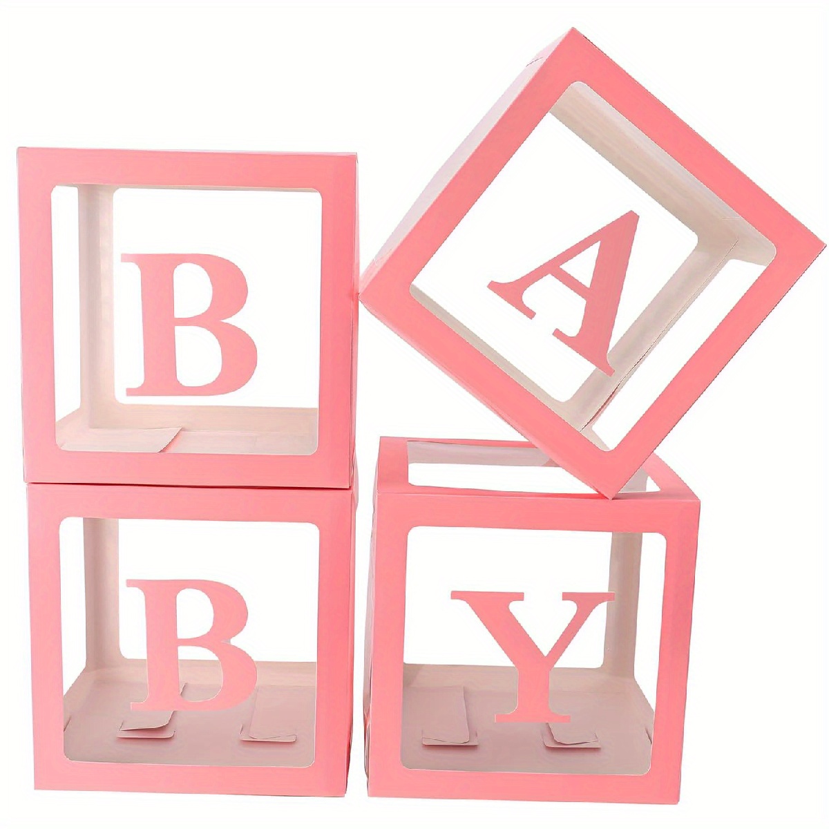 Cajas de bebé con letras para Baby Shower, bloques de caja de globos  transparentes blancos para