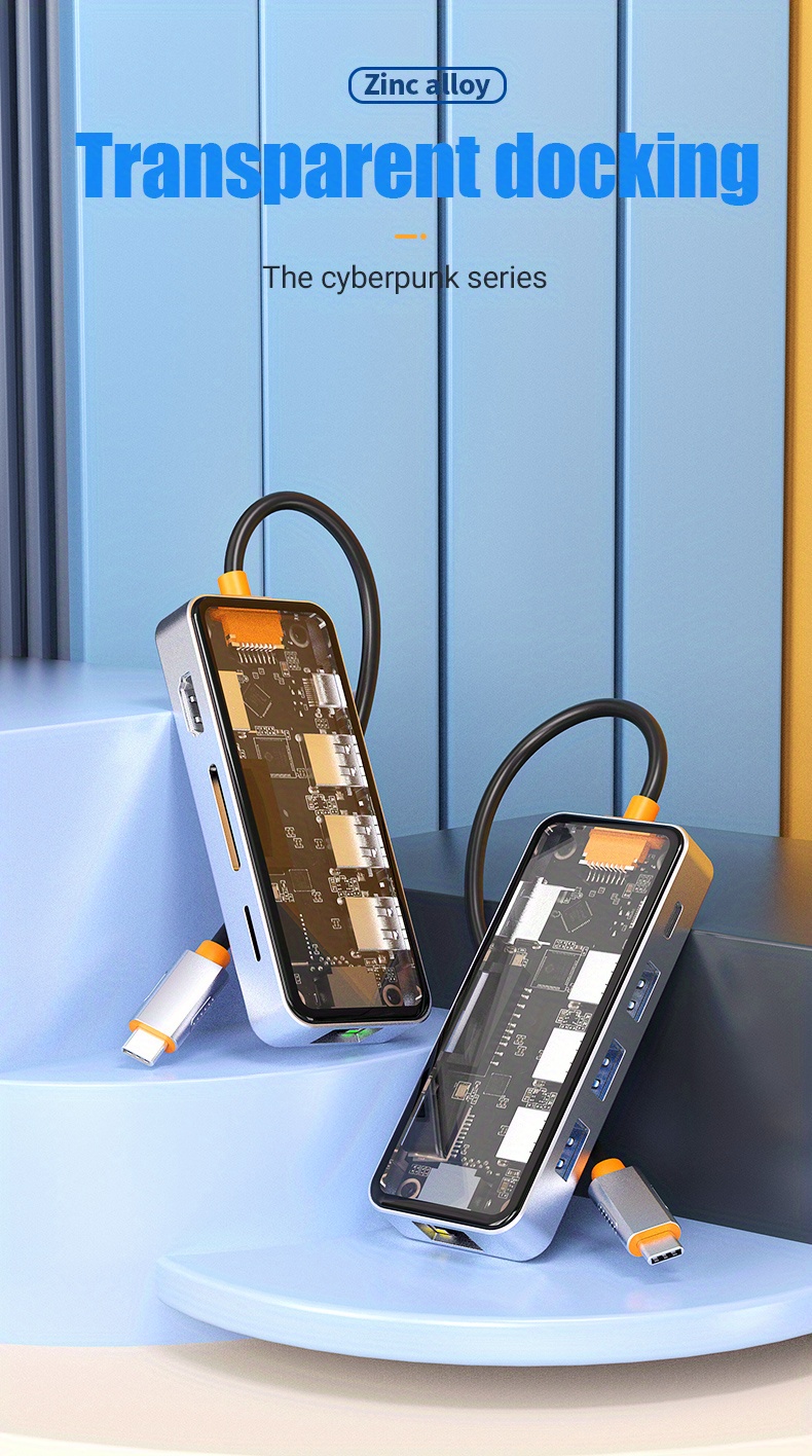 Прозрачный концентратор USB C многопортовый адаптер HDMI 8 в - Temu ...