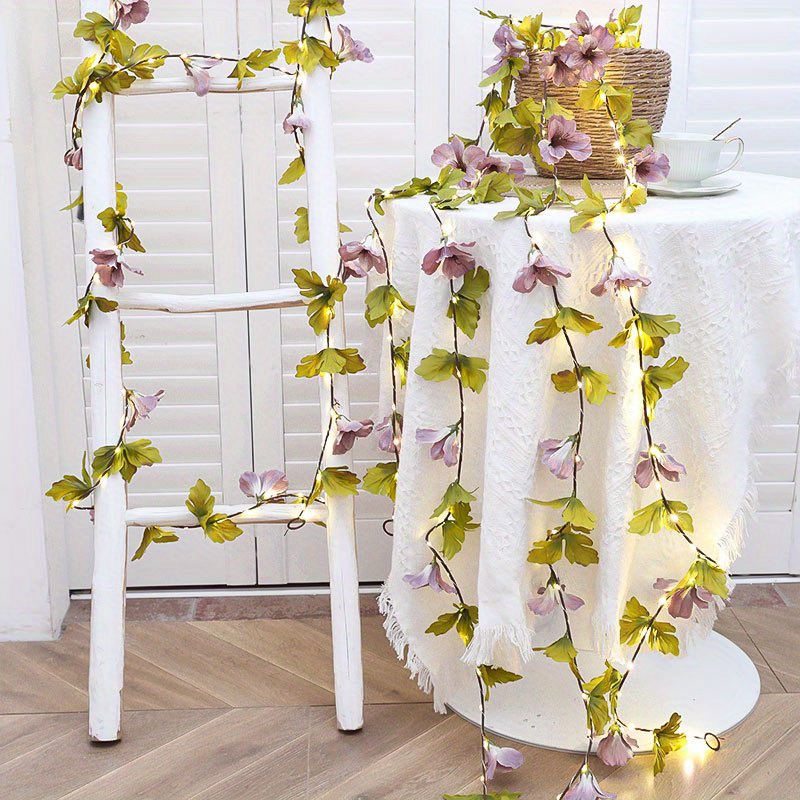 Artificial Flower Vine Decor String Light Simple Fake Leaf - Temu