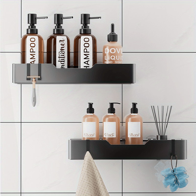 Adhesive Shower Caddy Bathroom Organizer, High Guardrail Shower Shelf for  Inside Shower with 5 Hooks, No Drilling Shower Organizer Rustproof  Stainless