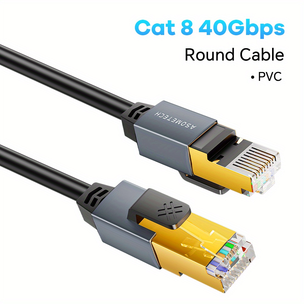 DEEGO Cable Ethernet Cat 8 de 50 pies, cable de red plano de alta velocidad  blindado, cable Ethernet LAN de 40 Gbps 2000 MHz U/FTP 30AWG con conector
