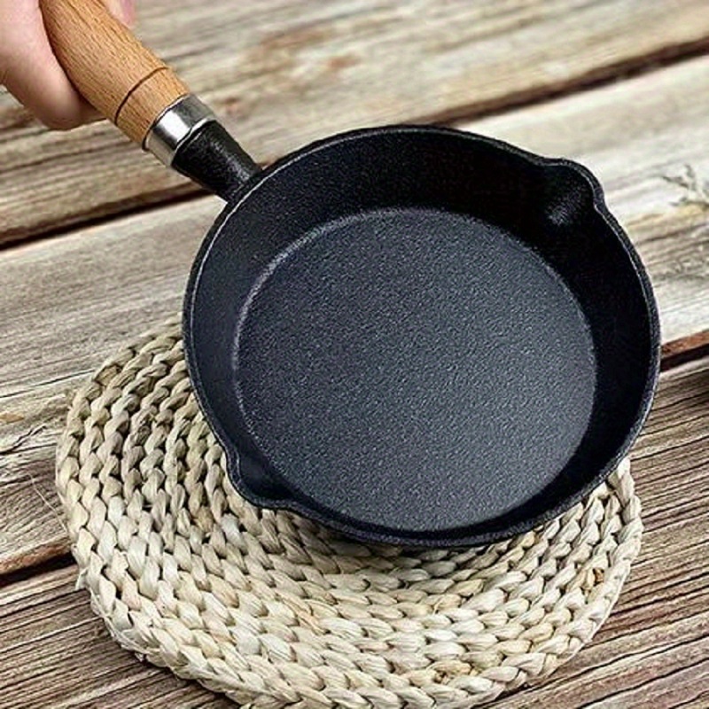 1pc 4 Mini Cast Iron Skillet With Wooden Handle Perfect For Baking Eggs  Cakes And More Durable And Non Stick Cookware For Kitchenware - Home &  Kitchen - Temu Austria