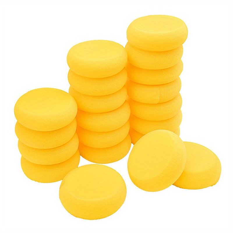 50PCS Yellow Sponges Car Waxing Sponges Round Art Sponges Round Brushes