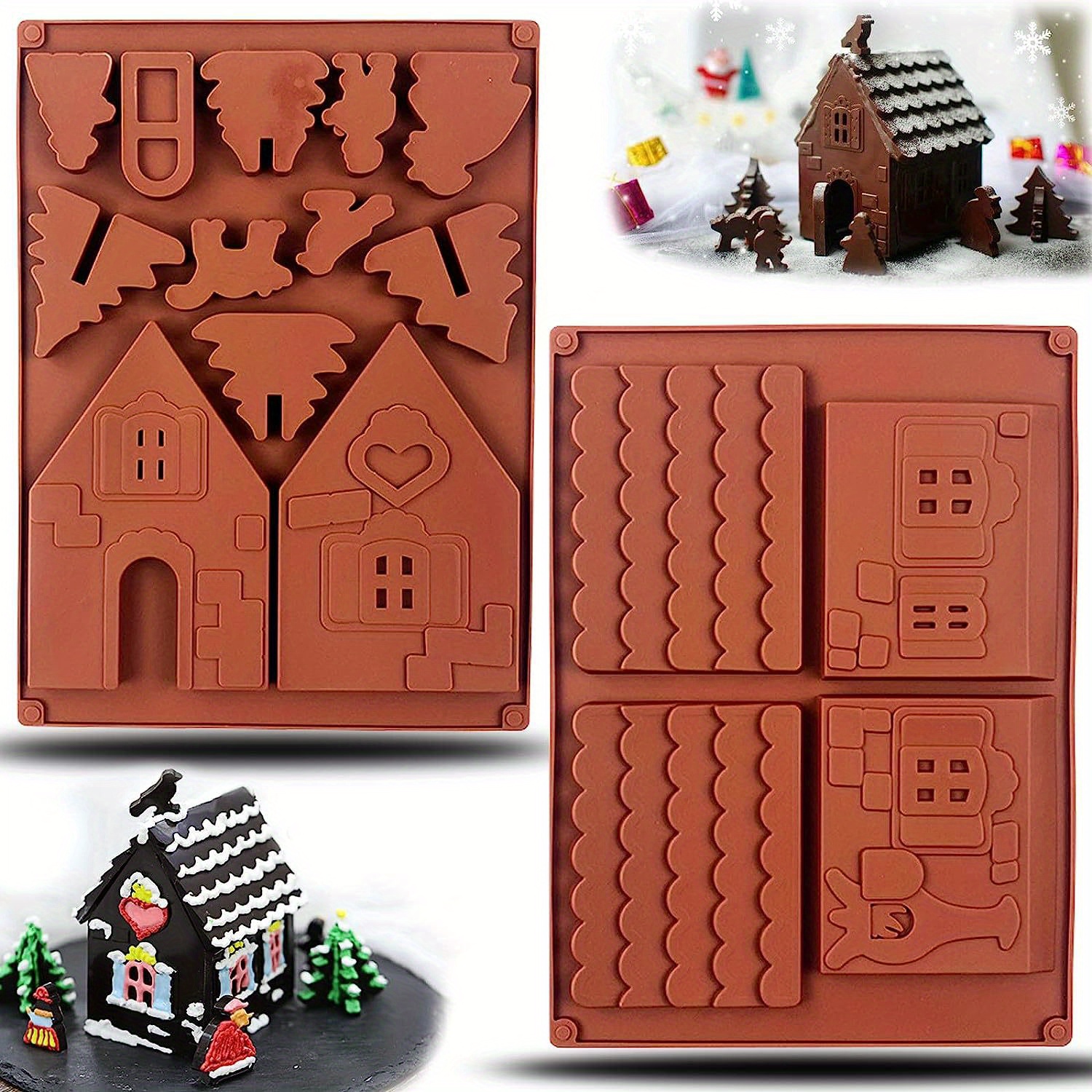 Gingerbread Man House Chocolate Cake Silicone Mold DIY Christmas Tree  Biscuit Candy Jelly Baking Tool Festival Soap Candle Gifts - AliExpress