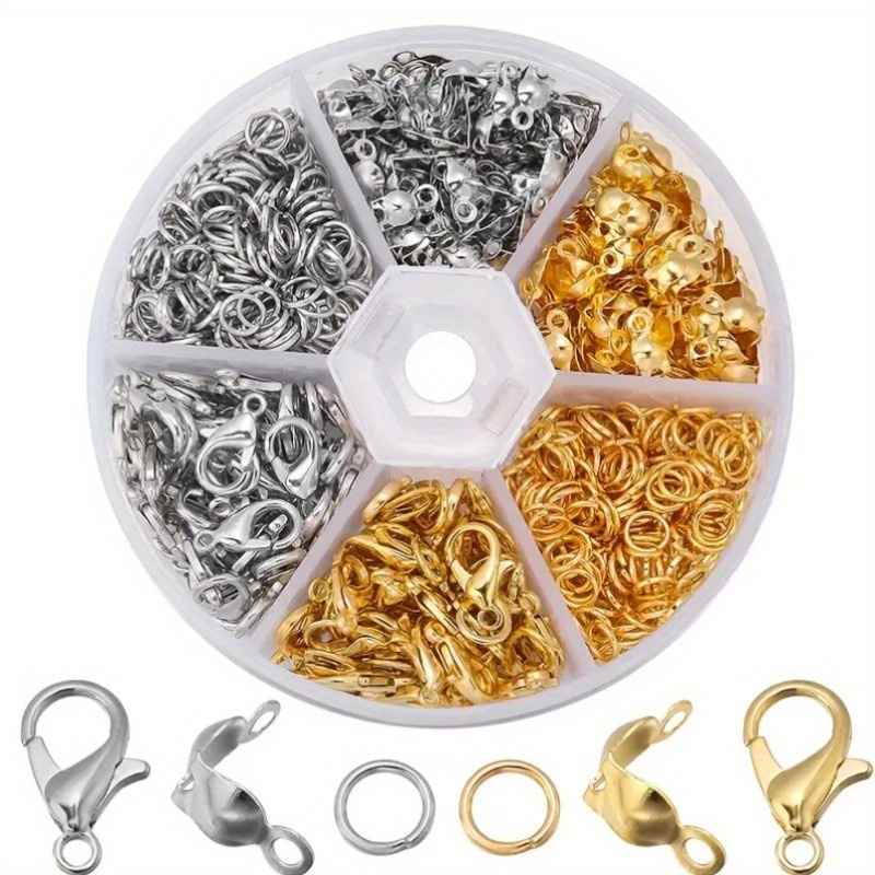 450 Pcs Gold Open Jump Rings 710 Pcs 10 Types Jewelry Findings for Making Jewelry Gold Plated Lobster Clasps Jump Rings Connectors Hooks Pins for
