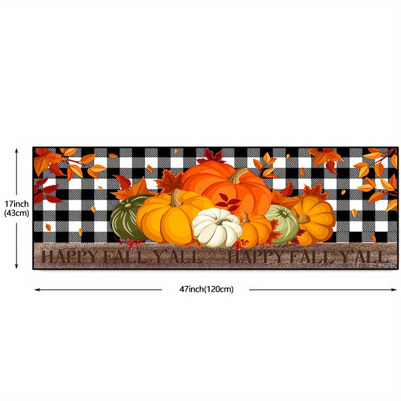 3PCS Autumn Pumpkin Print Floor Mat, Thanksgiving Pumpkin Maple