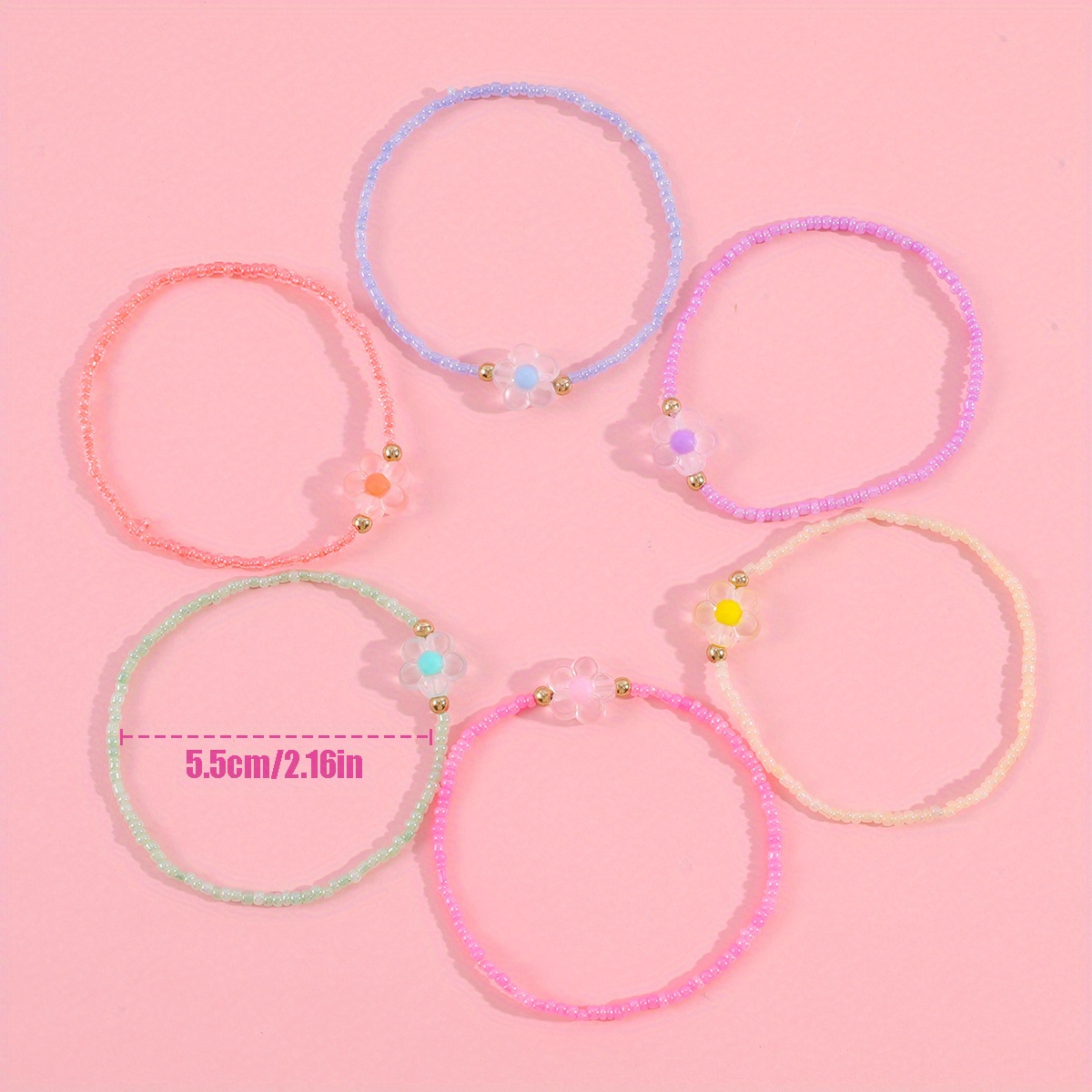 6pcs/set Faux Pearl Decor Beaded Bracelet