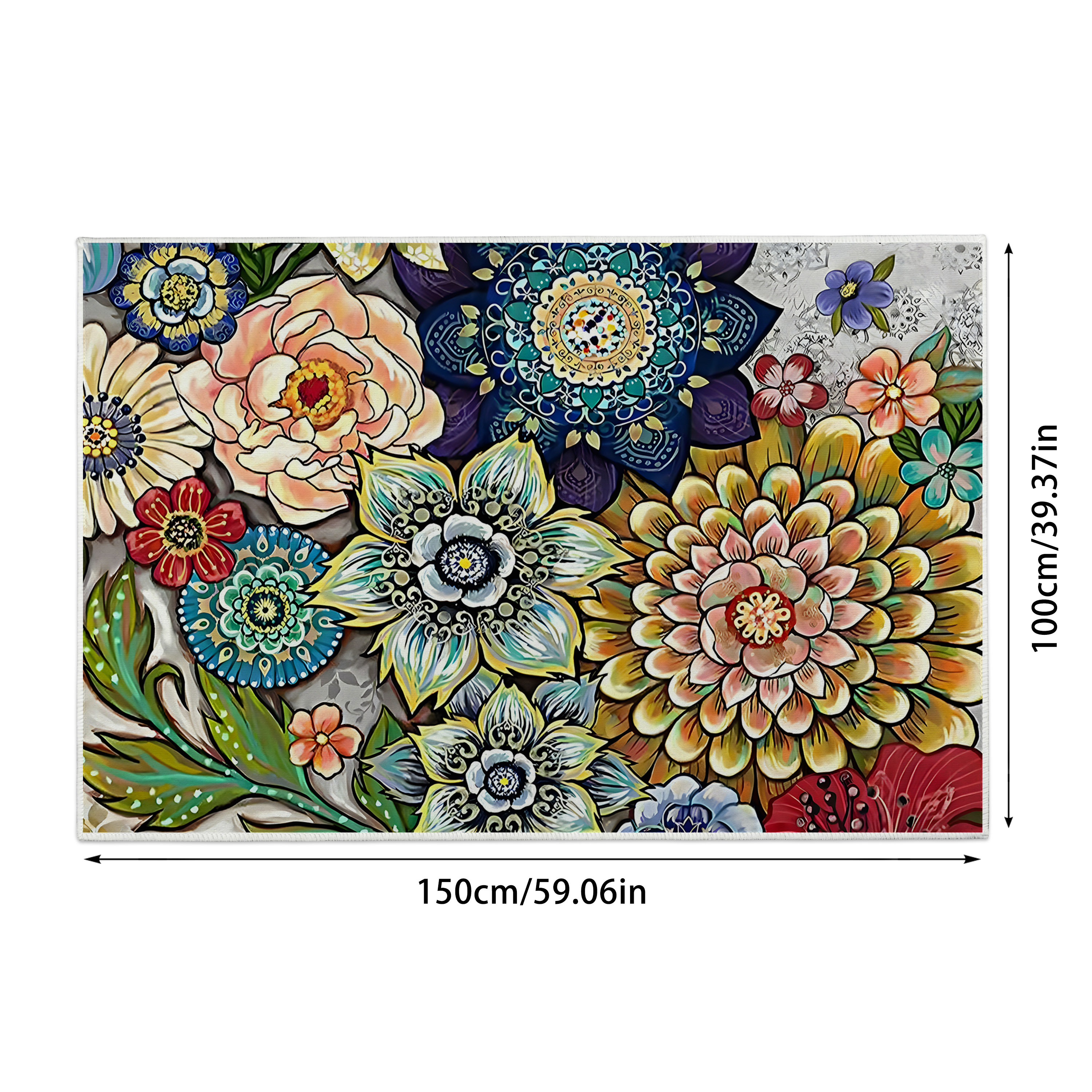 Boho Floral Floor Mat Home Entry Door Floor Mat Living Room - Temu